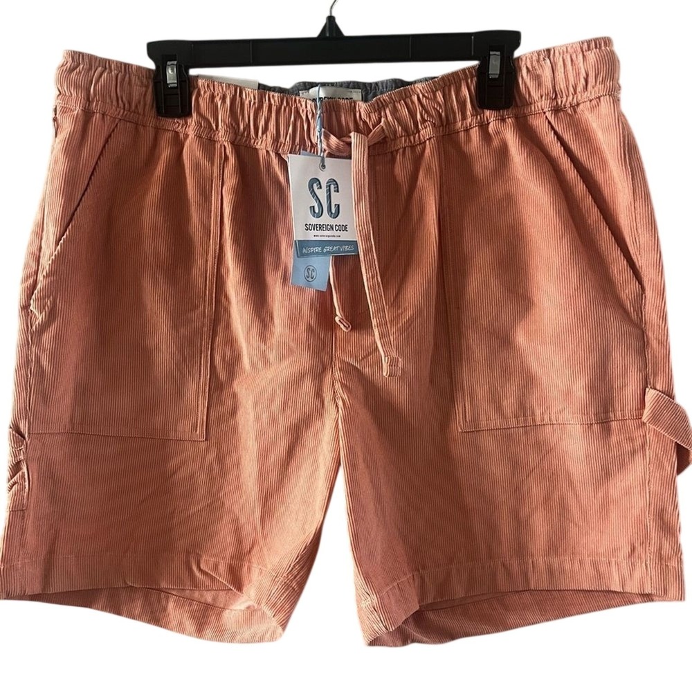 NEW Women's Sovereign Code SZ Large Cargo Cord Shorts Coral Adjustable Waistband